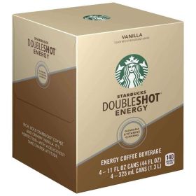 Vanilla Coffee Energy Drink – 11 oz Cans, 4 Pack, With Espresso, Guarana, Ginseng, and B Vitamins