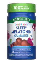 Nature's Truth Kids Melatonin 1 mg, Vegan Gummies, Natural Cherrylicious Flavor