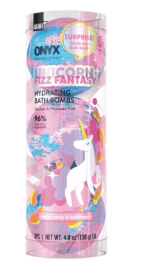 ONYX Professional Kids Hydrating Bath Bombs, Unicorn Fizz Fantasy, 3PC, Cotton Candy & Bubblegum, 4.9 oz