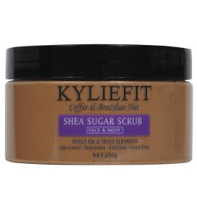 KYLIEFIT Coffee & Brazilian Nut Shea Sugar Scrub, Lightening, Rejuvenate, Exfolilate, Nourishing, Cleaning Skin, Face & Body Use