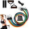 11Pcs Resistance Bands Set Fitness Workout Tubes Exercise Tube Bands Up to 100lbs w/ Door Anchor Handles Ankle Straps for Physical Training Yoga Pilat