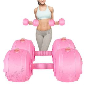Water Filled Dumbbells Set for Women, Travel Weights Adjustable Up to 3~12 Lbs for Yoga Training Exercise Fitness (Weights: Pink)